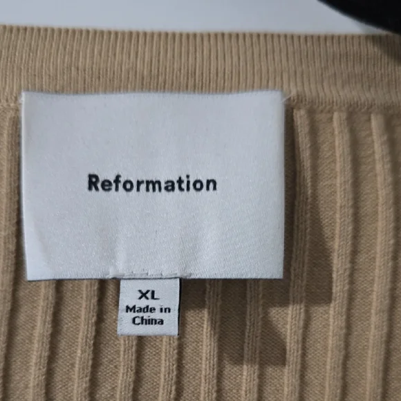 Reformation Tan Ribbed Cardigan - Picture 2 of 3